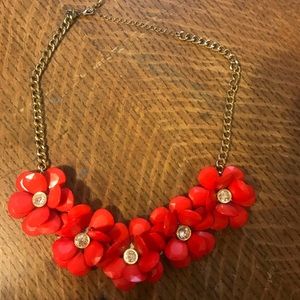 Red Flower Statement Necklace